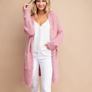 Dusty Pink Popcorn Cardigan